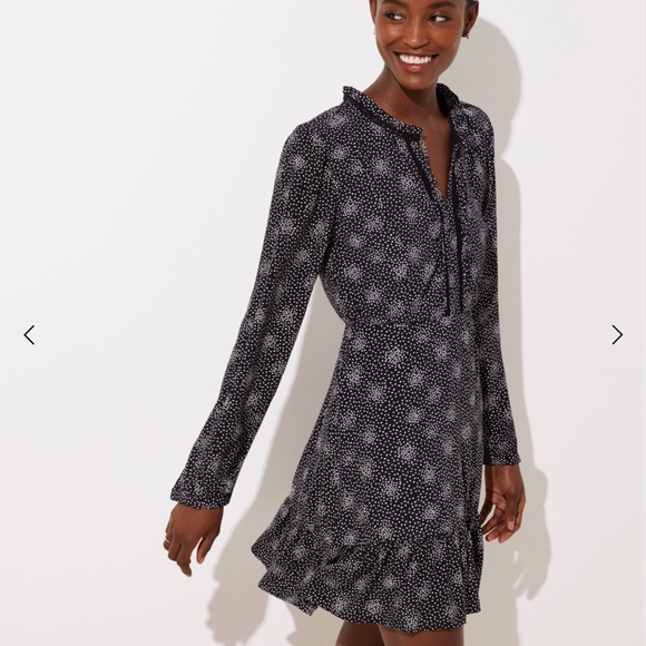 LOFT Dresses & Skirts - LOFT Scattered Dot Split Neck dress